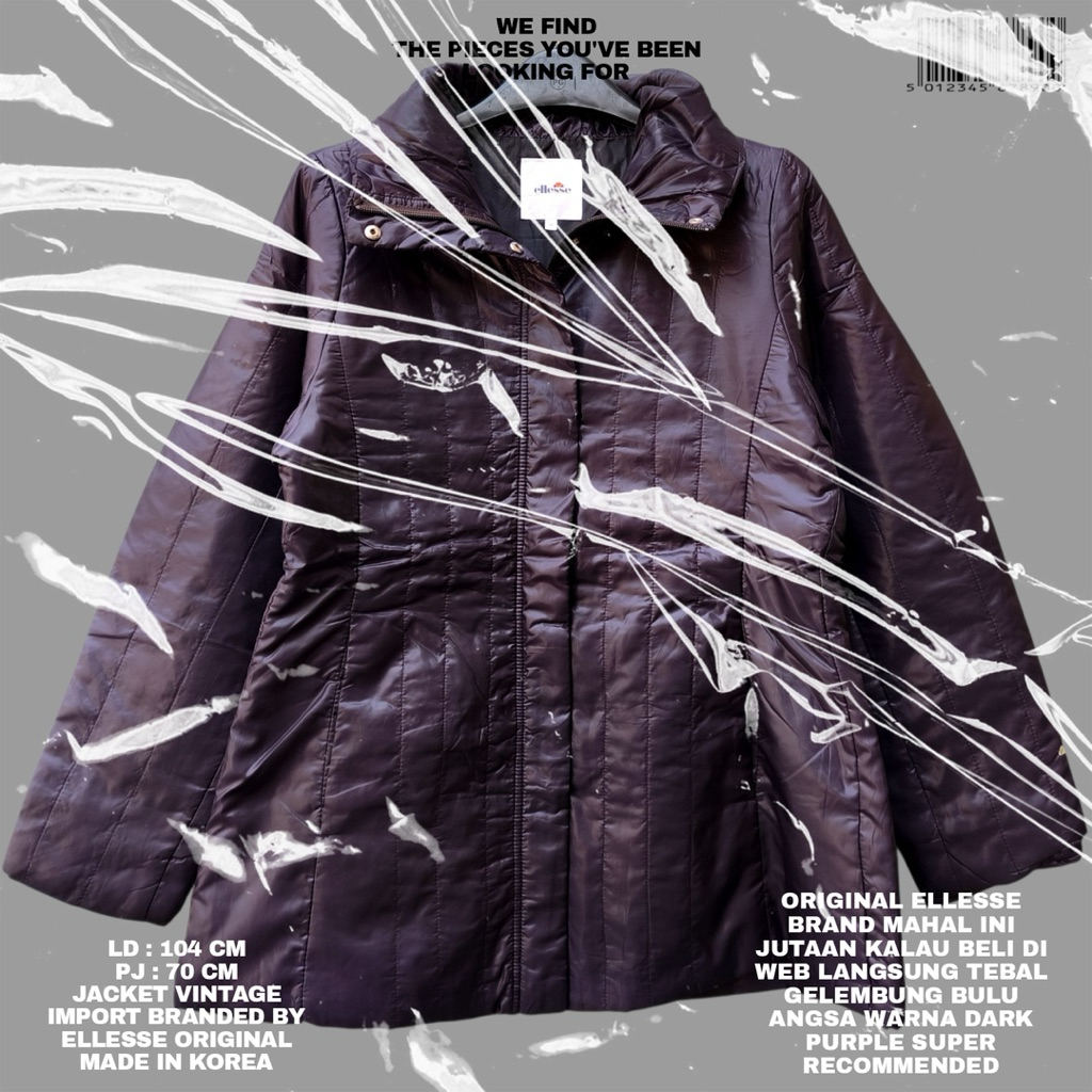 ELLESSE ORIGINAL JACKET IMPORT PREMIUM/PURPLE JACKET GELEMBUNG BULANG BULU ANGSA/JACKET ELLESE ORIGI