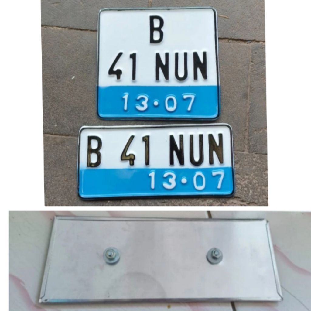 Custom plat nomor motor listrik baut tanam model belakang kotak vespa