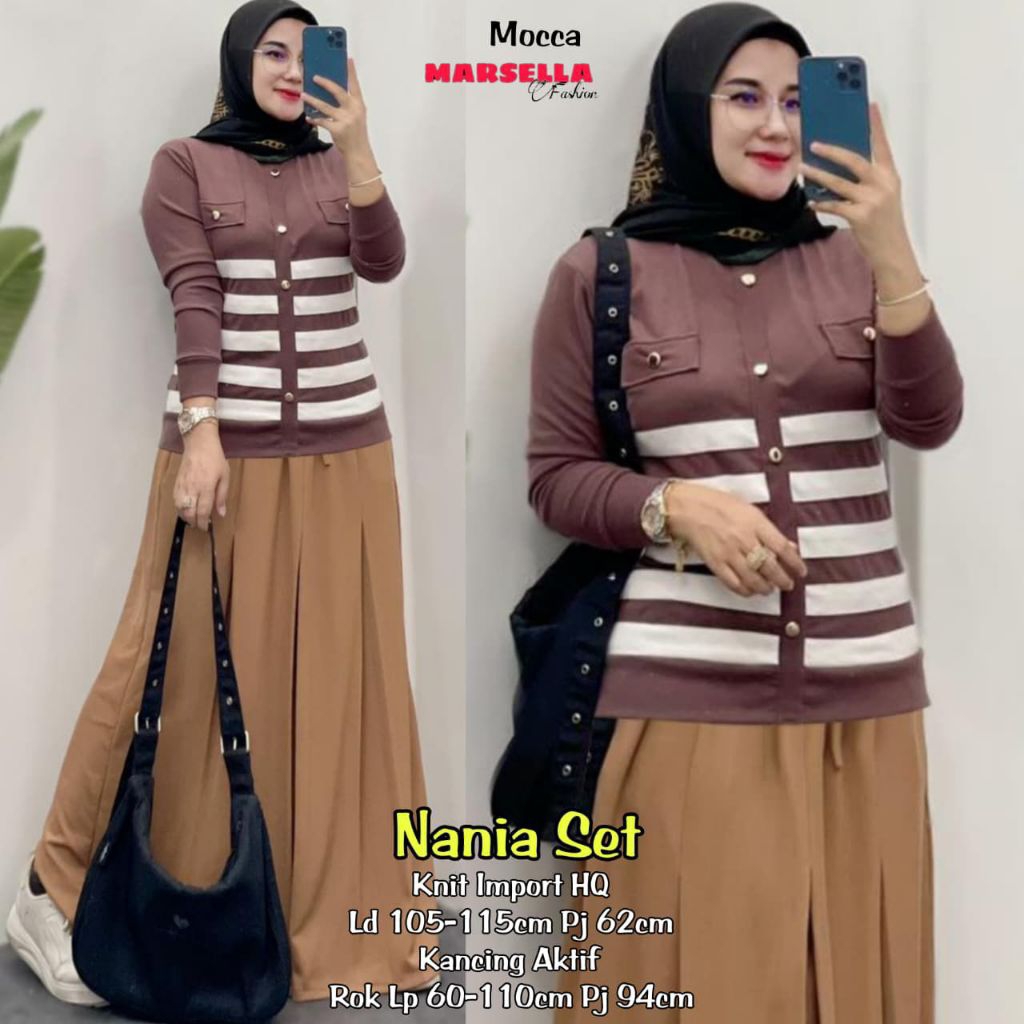 NANIA SET BY MARSELLA/SET ROK KNIT ORI BEST SELLER