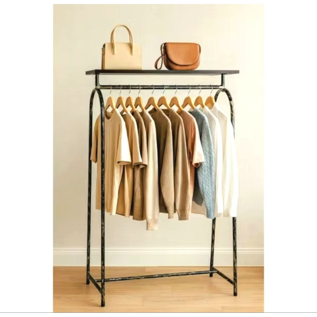 GANTUNGAN BAJU / BIG STAND HANGER SINGLE / RAK GAWANGAN BAJU CELANA TAS SINGLE RAM LENGKUNG