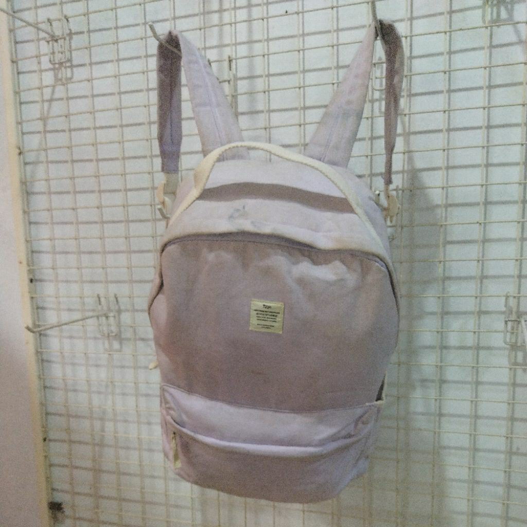 Typo canvas backpack- alas14x31cm tinggi 39cm