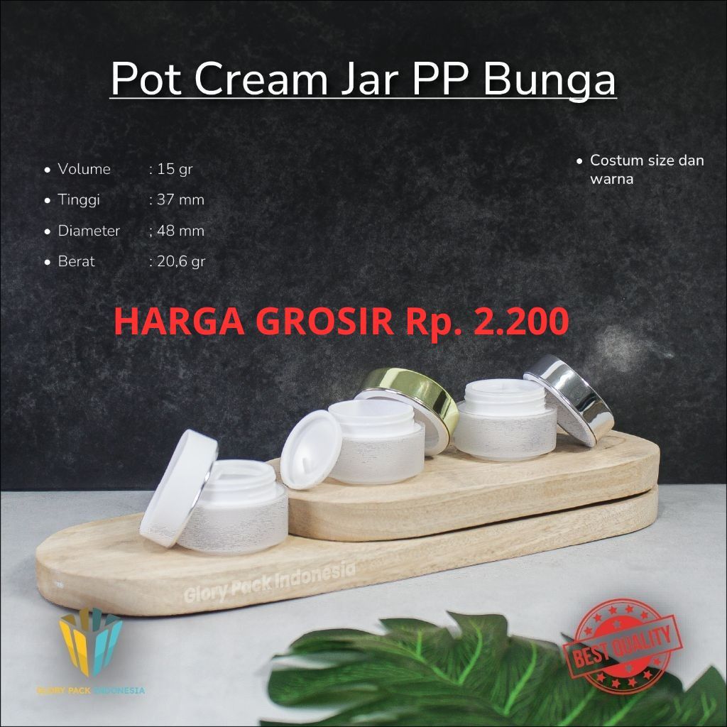 Pot cream bunga 15Gr - pot jar bunga elegan