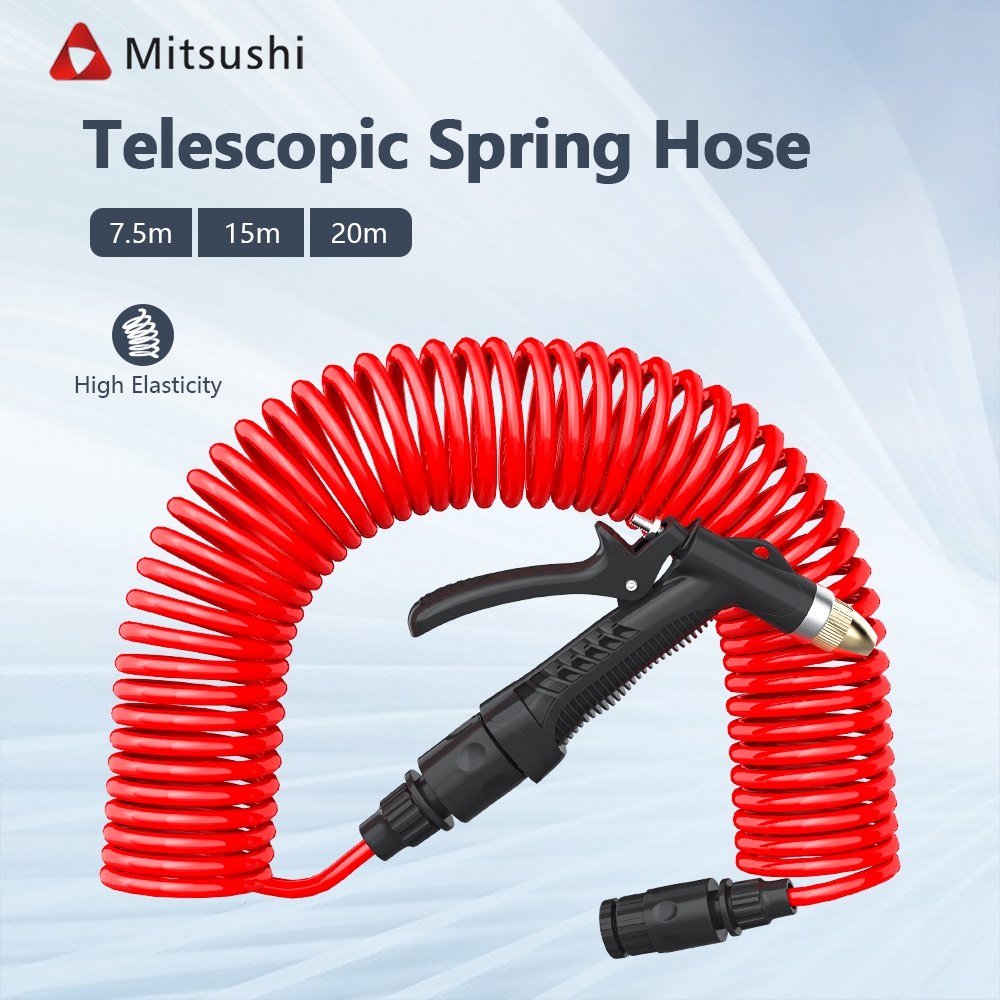 Mitsushi Selang Air Spiral Taman Retractable Coil Magic Selang Pegas Fleksibel Selang Tekanan Tinggi