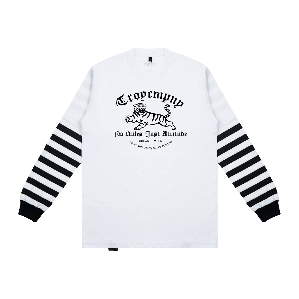 Troy Company Double Sleeve Tshirt White Stripe Break Limits - Kaos Putih Lengan Panjang DS 3398