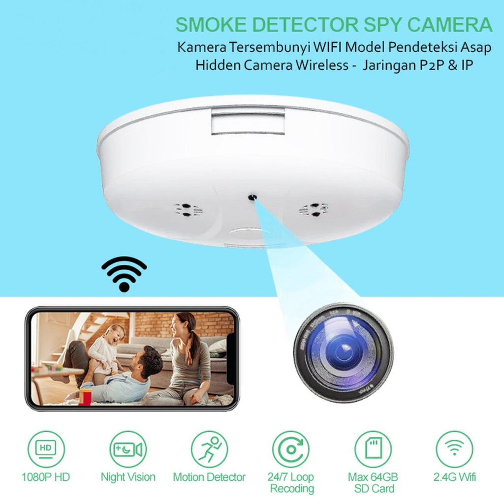 Ip camera – Spy Camera Smoke Detector WIFI 4K – Hidden Camera – Kamera Tersembunyi WIFI