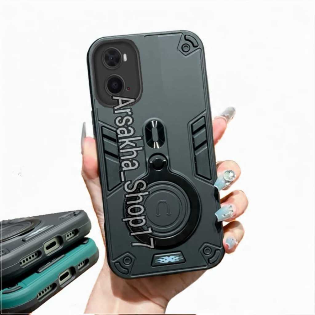 Casing HP Untuk OPPO A76 Hard Case Pro Camera Carbon Fibre 360 Degree Rotasi Ring