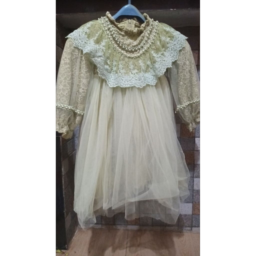 Dress / Gaun Anak Prelove / Second Hijau Sage
