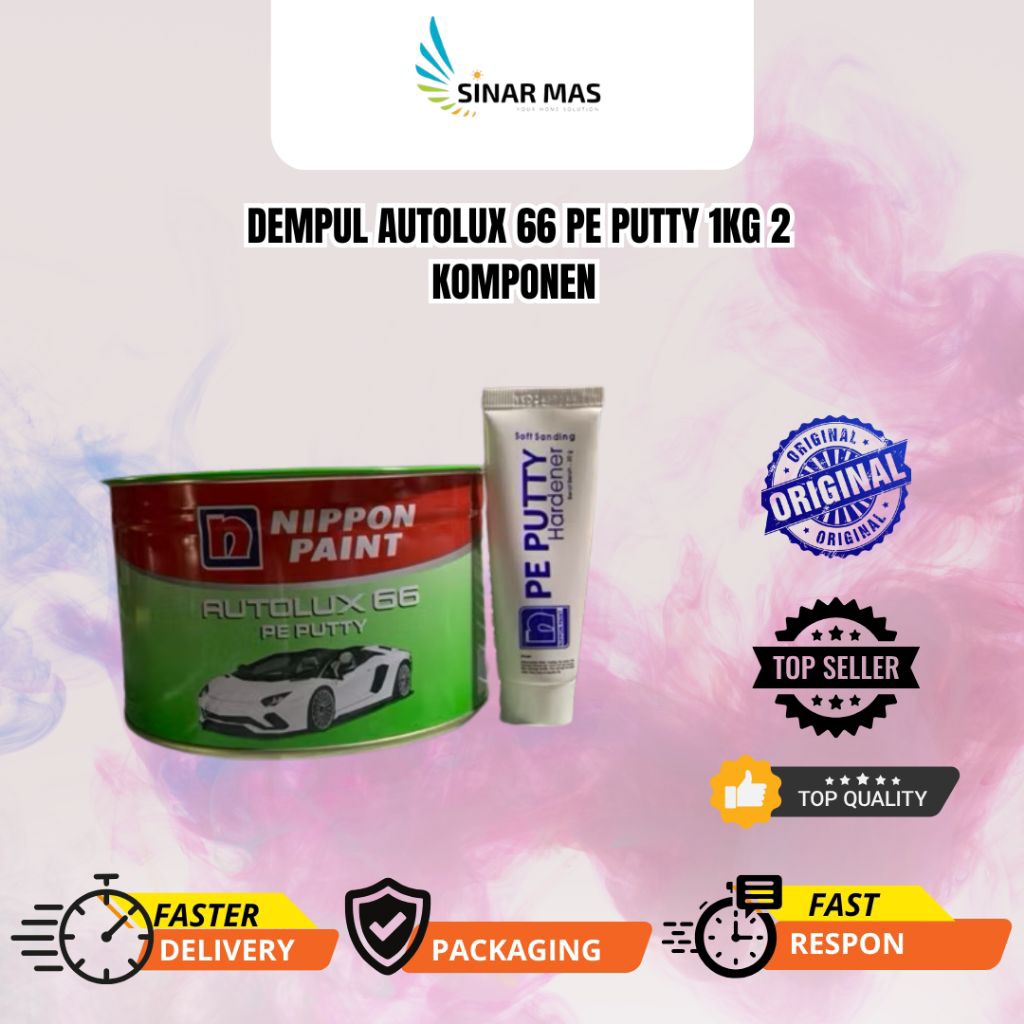 Dempul Autolux 66 PE Putty 1kg 2 Komponen Plamir Duco Dempul Duco Nippon Paint Dempul Mobil/Motor