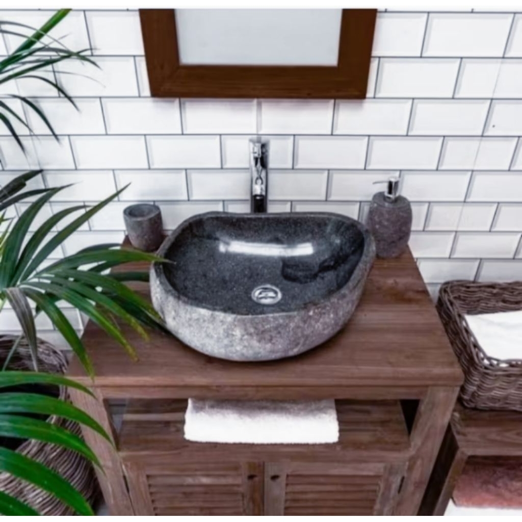 Wastafel Batu Kali RiverStone Ukuran 35cm
