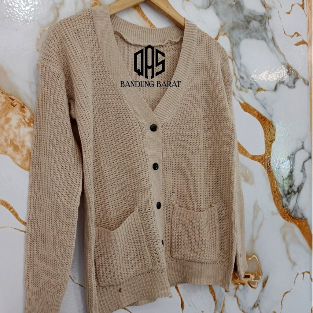 CARDIGAN RAJUT WARNA MOCCA, BAJU ATASAN, RAJUT WANITA, OVERSIZE, POLOS, BASIC CARDIGAN