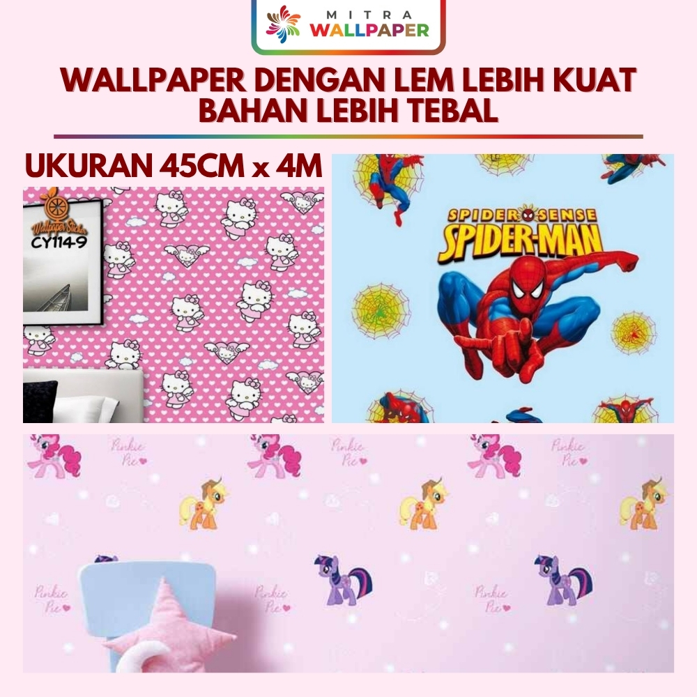 Wallpaper Dinding Kamar Tidur Anak Cowok Motif Karakter Biru Walpaper Sticker Kamar Anak Spiderman