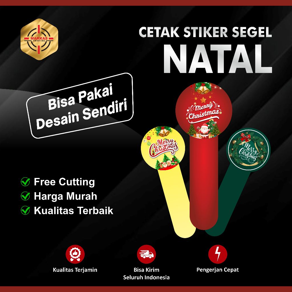Stiker Segel Edisi Natal | Sticker Segel Merry Christmas Desain terbaru