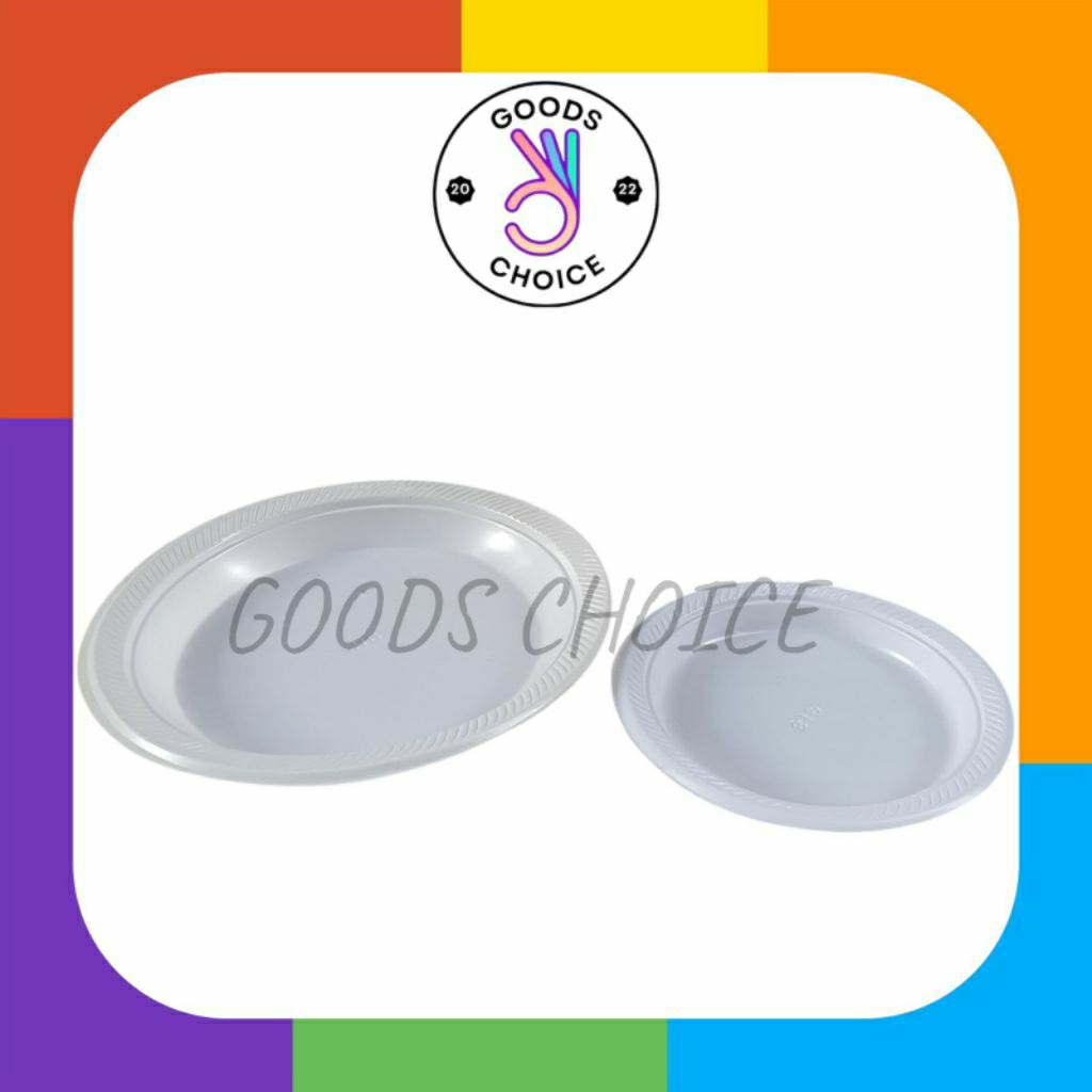 Piring Plastik 50pcs / Piring Plastik Mika Putih Susu