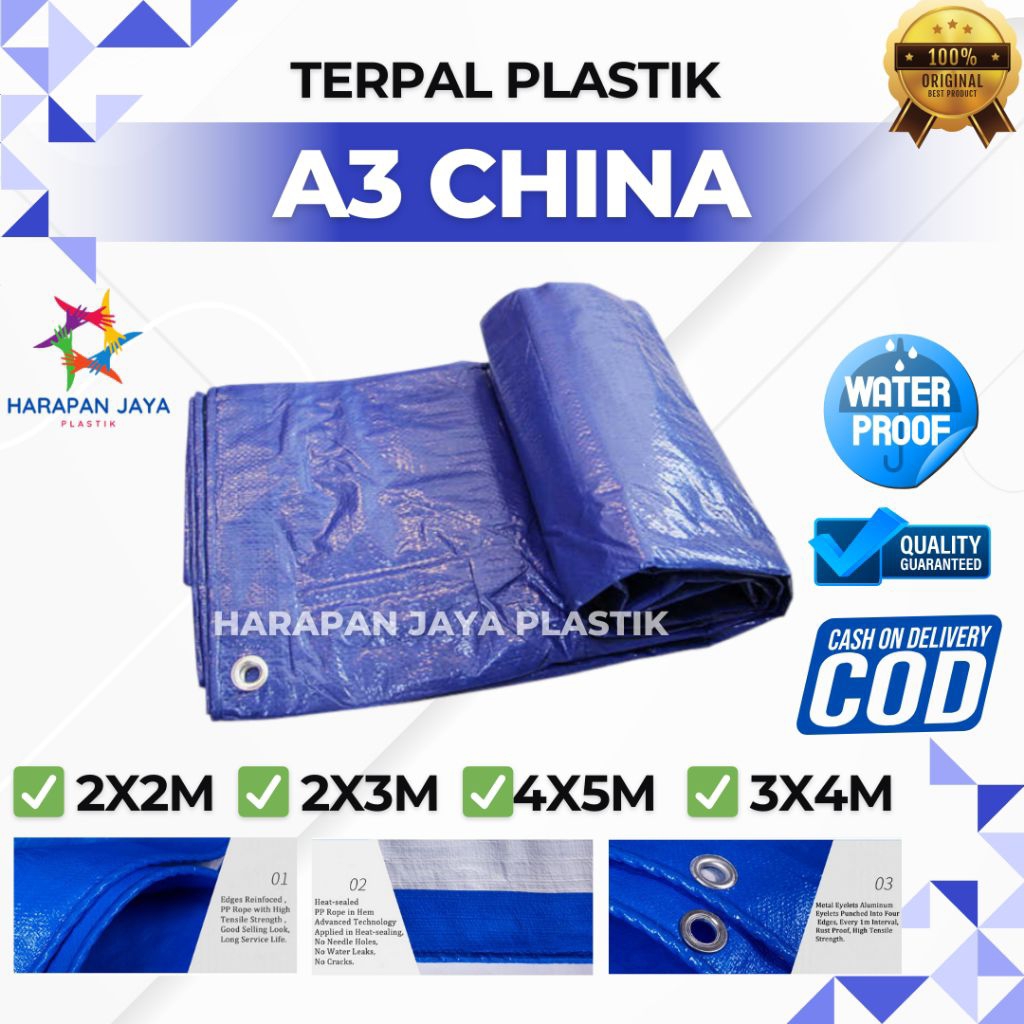 Terpal plastik A3 biru silver meteran | Terpal Tenda | Terpal Hamparan