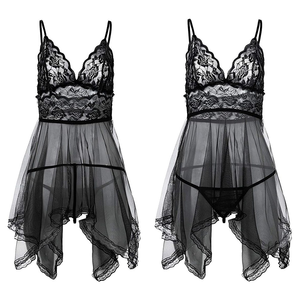 SC BT002 Pakaian Lingerie Sexy V-Neck Model Renda Serat Mesh Eksotis / G String Bra Set Dres cod