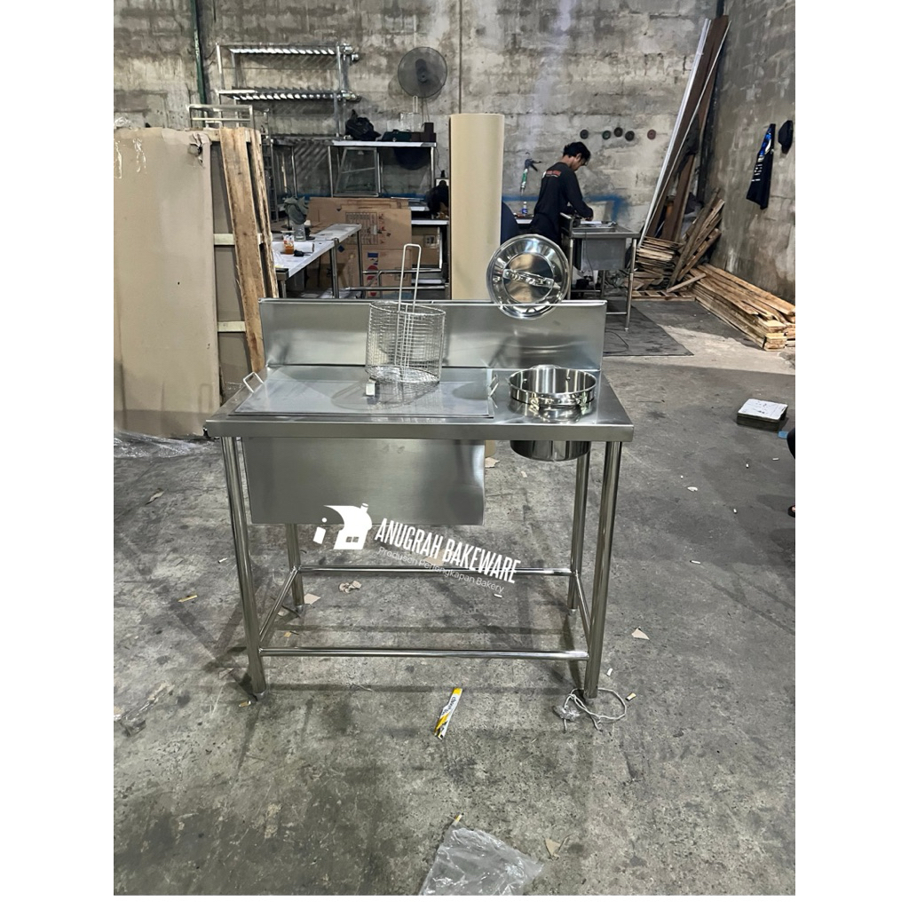 Meja dusting fried chicken meja penepung fried chicken 100x50x85cm