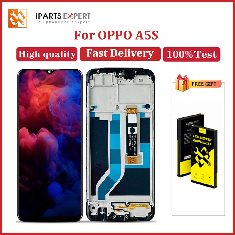 IPARTSEXPERT LCD Asli untuk OPPO A5s Rakitan Layar LCD Digitizer Pengganti dengan Bingkai