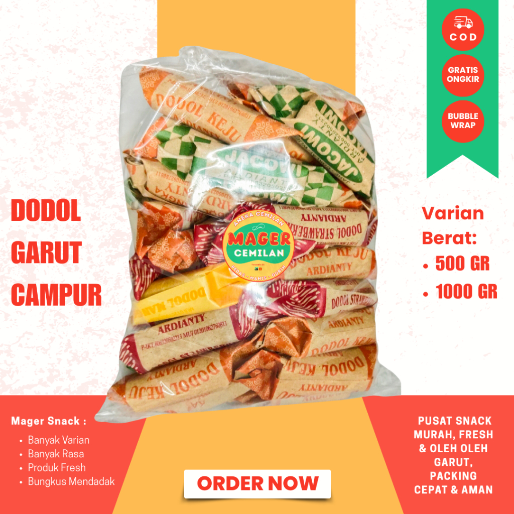 Dodol Garut Mix Rasa Strawberry,Mangga,Nangka,JACOWI/Dodol Garut 1kg Campur