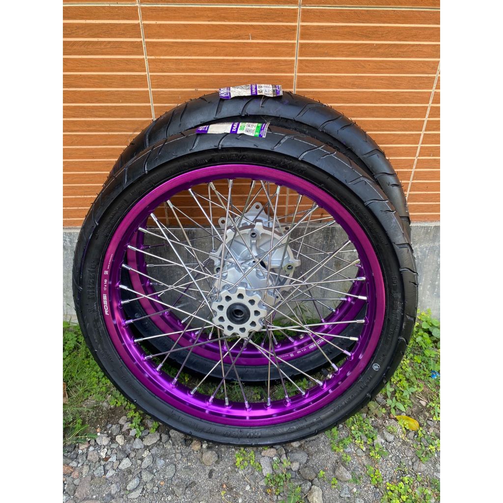 Wheelset Cacing CRF 140/160 Ban Baru Ring 17 Warna Ungu