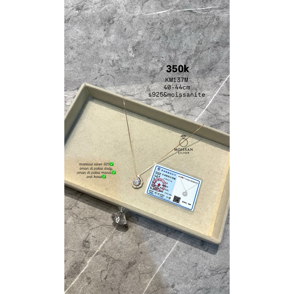 KM137M | kalung Italy Rosegold Ular Melingkar Moissanite Perak s925 Silver s925