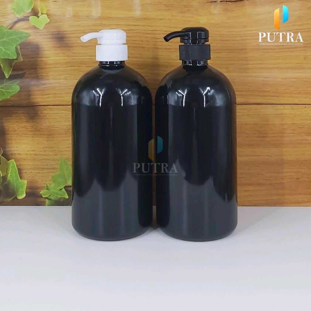 BOTOL LOTION PUMP 1000 ML SABUN / BOTOL PLASTIK PET HS BLACK 1 LITER 1000ML