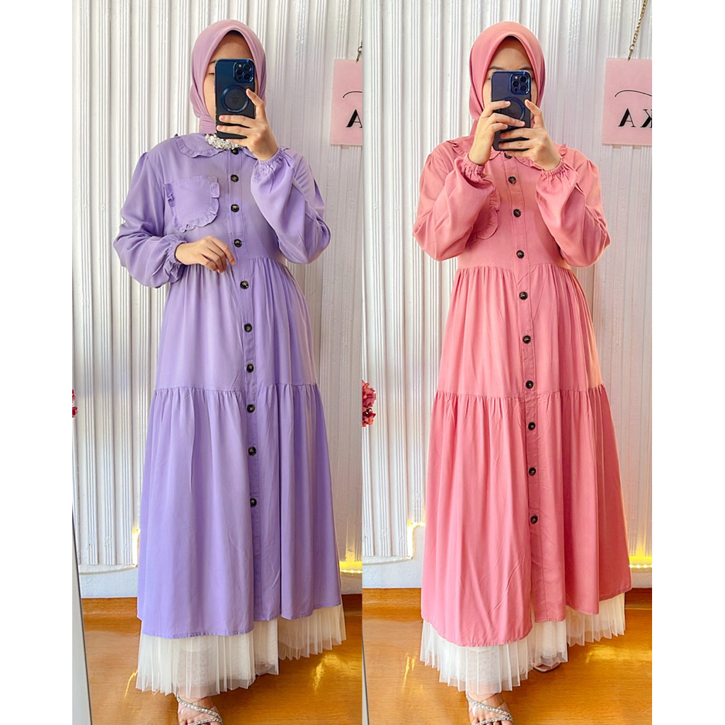 ASKA.ID - YASMIN  MIDI DRESS BAJU GAMIS MIDI REMPLE RUFFLE WANITA MUSLIMAH PREMIUM COLLECTION