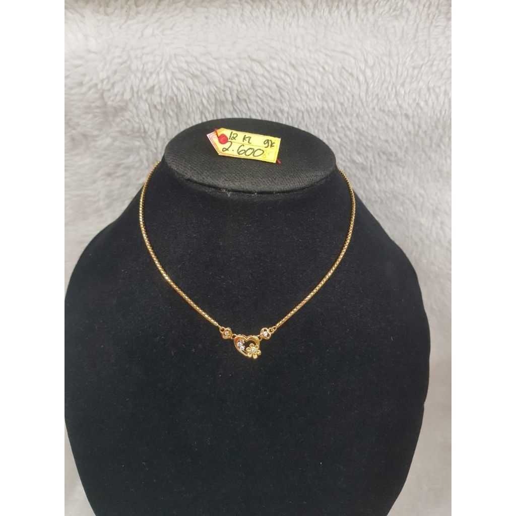 KL945DLM Kalung model emilio variasi bunga love permata emas kuning asli berat 2.600 pj.33cm kadar 9