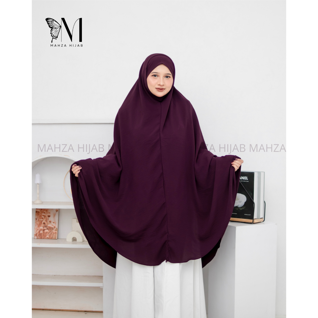 khimar hijab soft pet malay + inner super jumbo 4xl crinkle airflow / atasan mukena