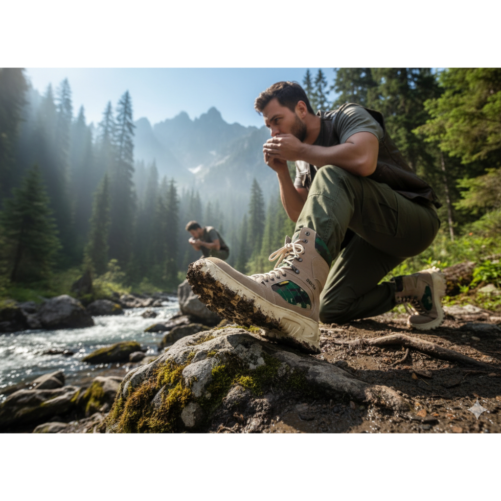 SEPATU DELTA ARMY RESLETING HIGH CREAM - SEPATU BOT PRIA DELTA LORENG BOOTS SAFETY