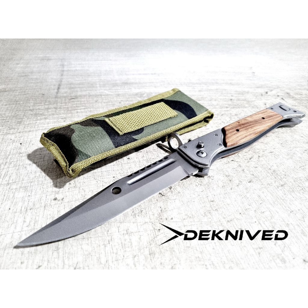 Pisau Survival Lipat Baja Outdoor Besar 14 Inch Automatic Knife  - Deknived -