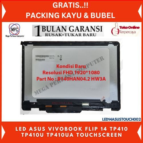 Led Asus Flip 14 TP410 TP410U TP410UA N140HCE-EN1 B140HAN04.2 FHD 1920X1080 + Frame Touchscreen