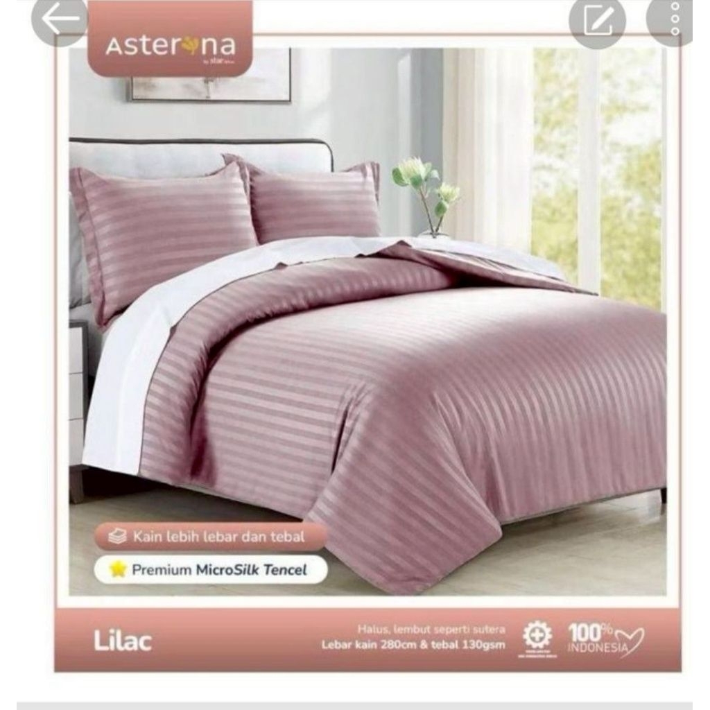 fitted sheet | sprei set only | mixcro tencel pasta salur-lilac