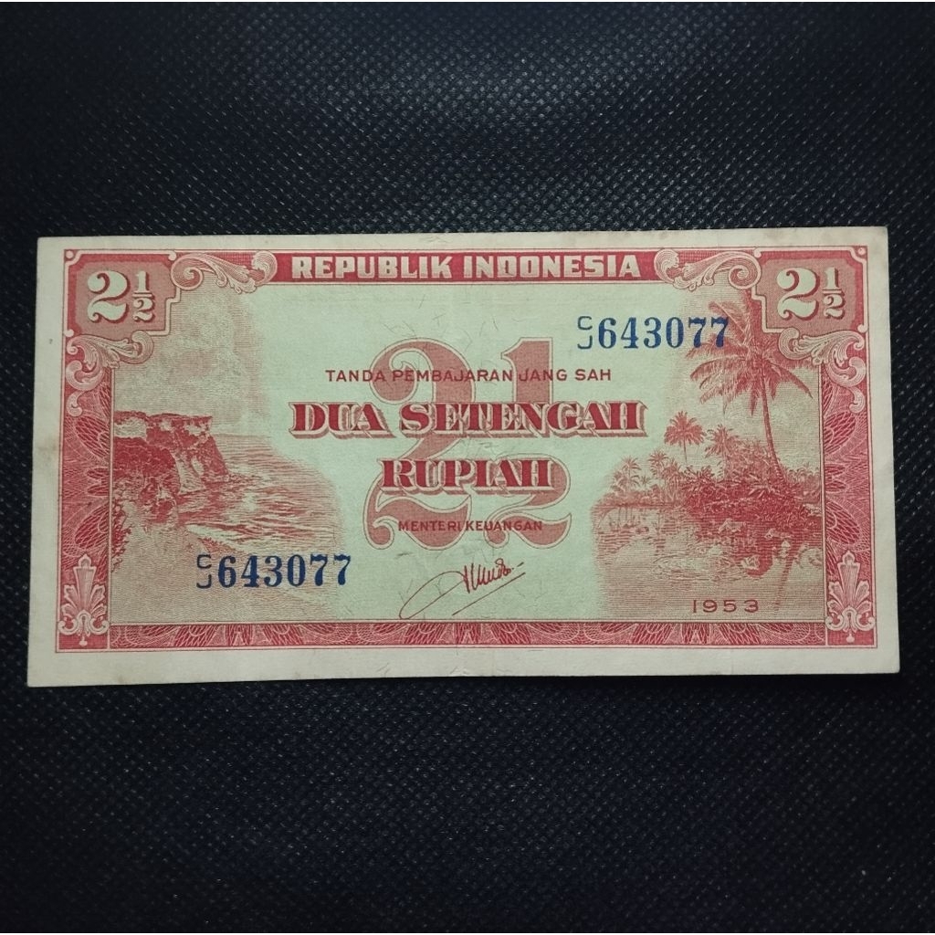 uang kuno 2,5 rupiah thn 1953 belas beredar asli original
