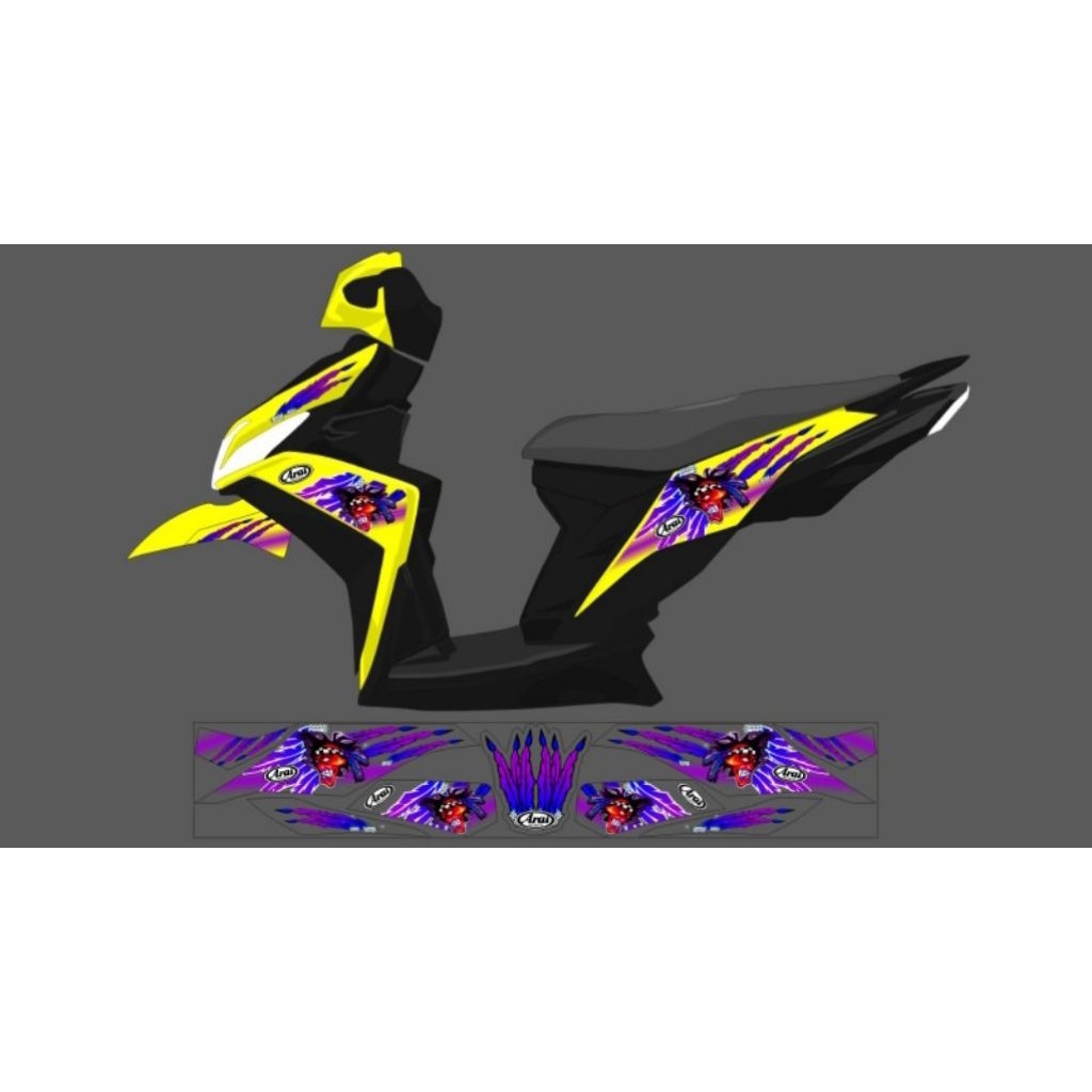 STRIPING TRANSPARAN MIO M3 MOTIF ARAI RUSSEL