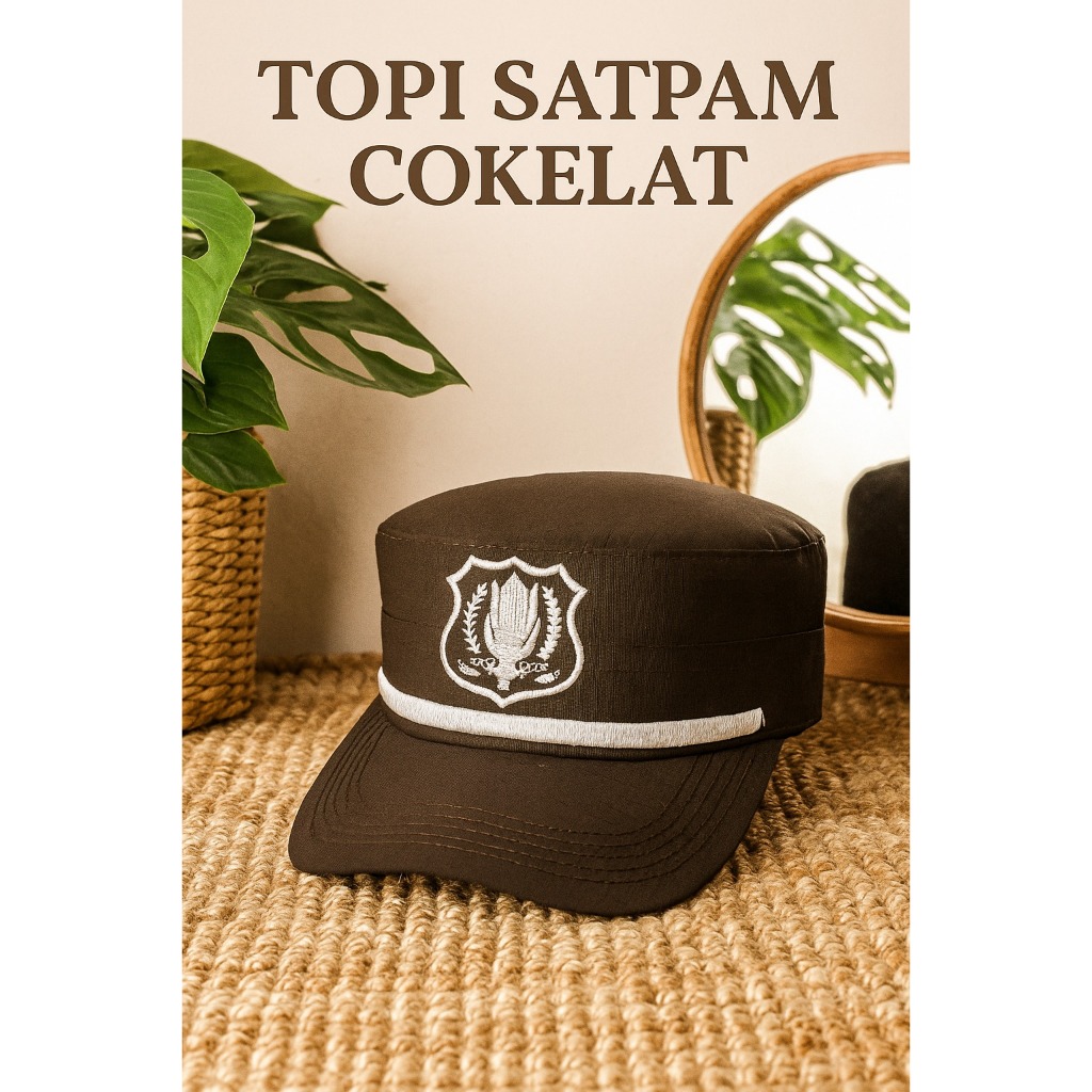 Topi Satpam Komando / Topi Security Komando Hitam Coklat | Bahan Tebal Premium | list tidak timbul