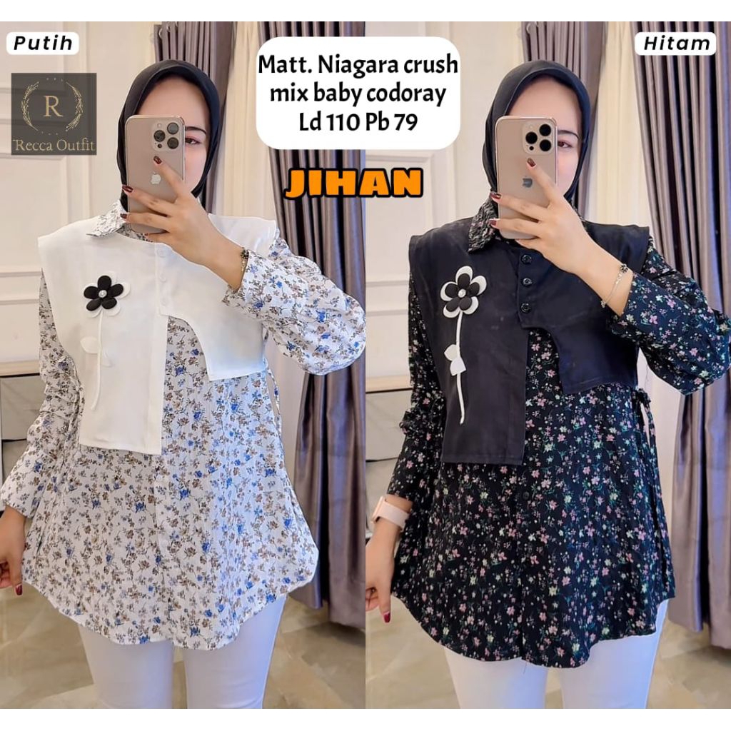 TOP BLOUSE NIAGARA CRUSH PREMIUM HQ/JIHAN KEMEJA ELEGAN LD 110 FIT XXL
