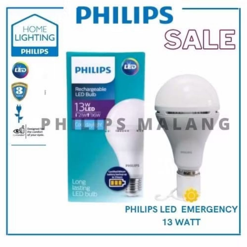 Lampu LED Philips emergency/magic ac dc 13w tetap menyala walaupun mati lampu