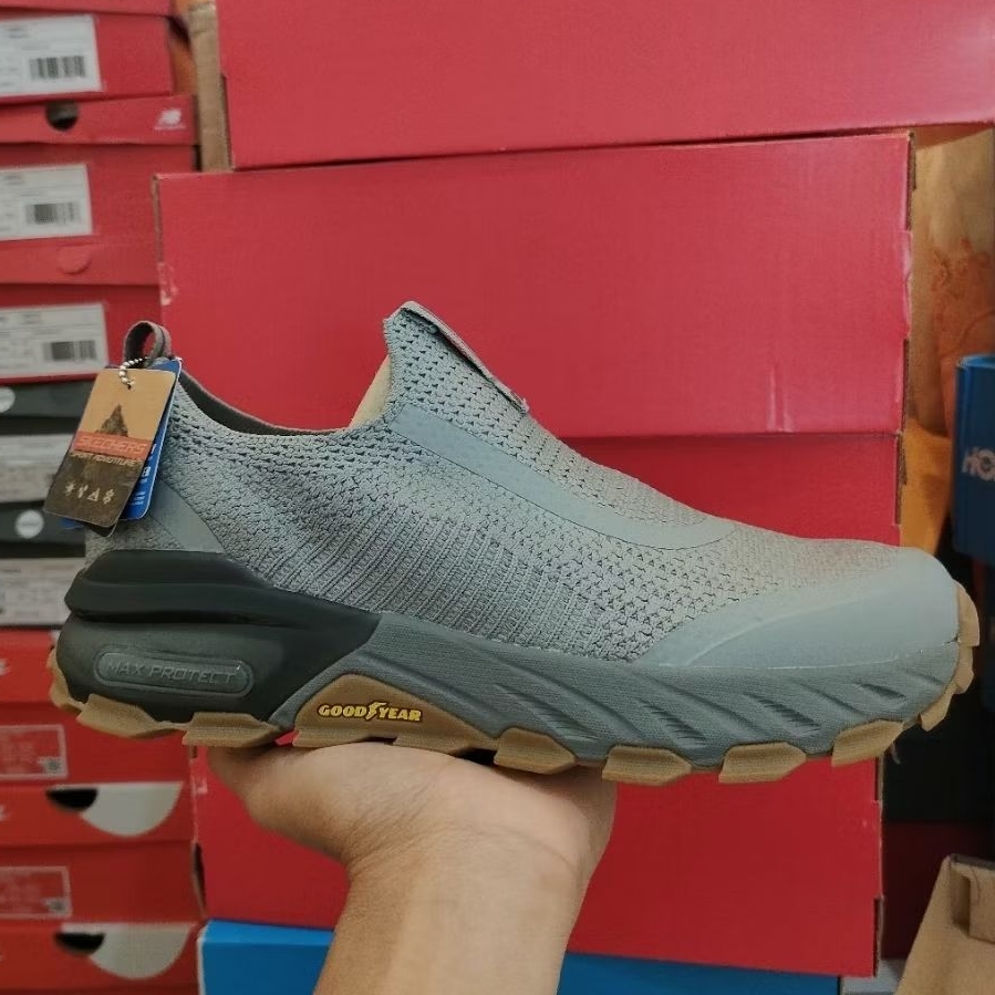 SEPATU OUTDOOR SKECHERS MAX PROTECT ZERGIUS SPORT ADVENTURE SLIP ON PRIA RESMI PT. MAP 237670GRY GOO