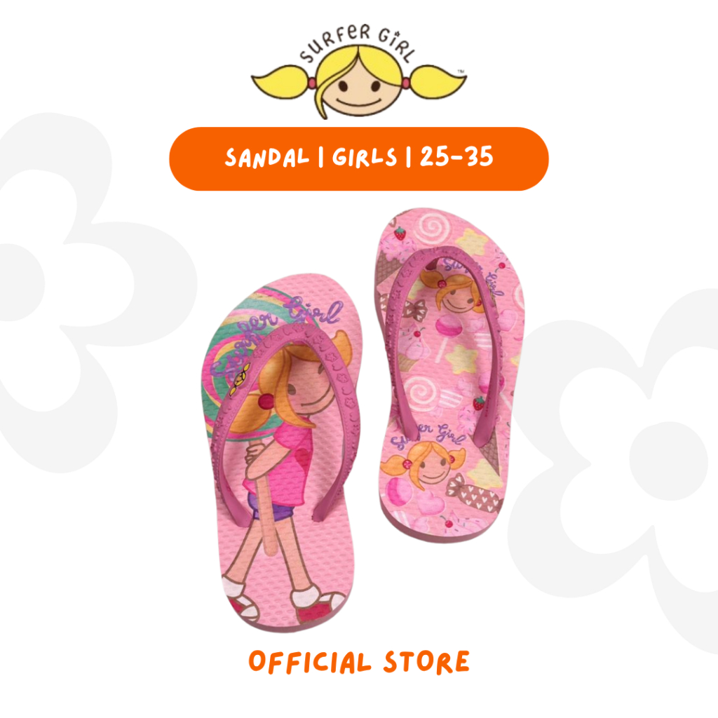 Surfer Girl Sweethear Girls Pink Sandal | Sandal Anak Perempuan | Sandal Pink Pastel | Sandal Lucu |