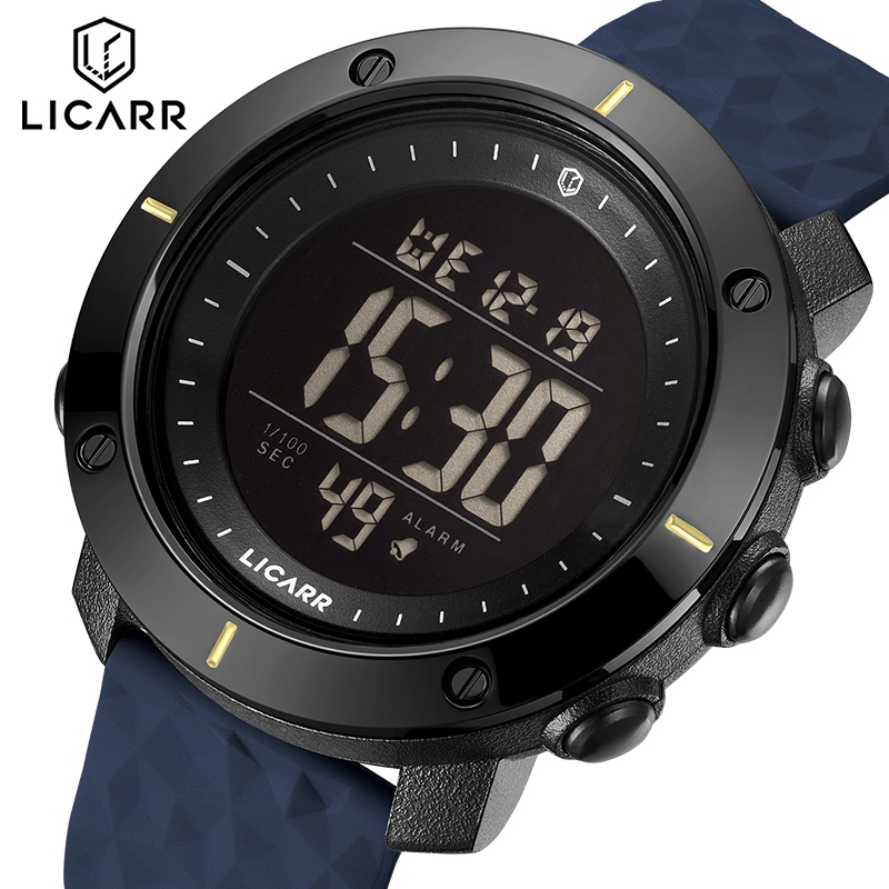 LICARR Stopwatch  Anti Air Jam Multifungsi Pria Olahraga Digital Santai Tangan Original Jam Alarm  F