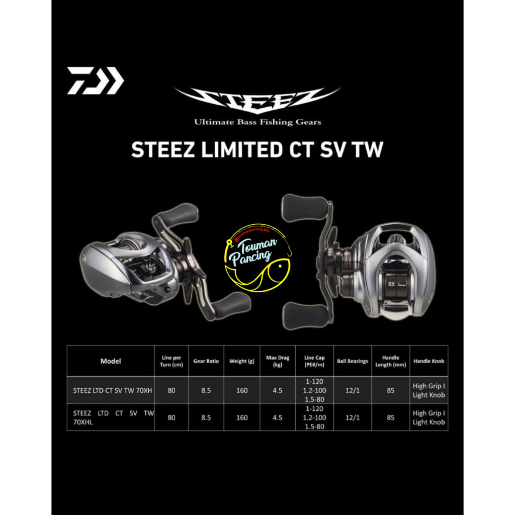 Reel BC Daiwa Steez Limited CT SV TW 70XHL | Japan Made | Gear Ratio 8.5:1 handle kiri
