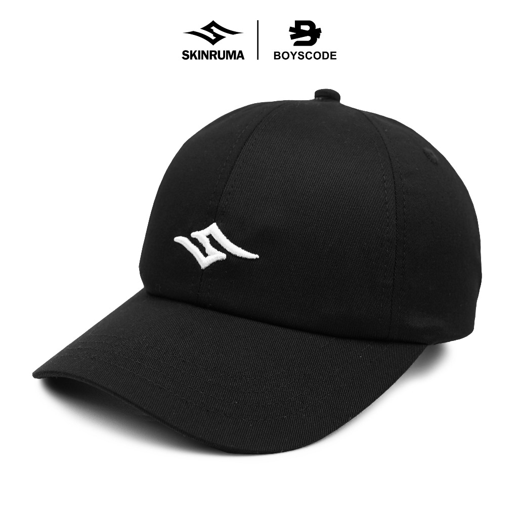 SKINRUMA Topi Baseball Polo Basic Cap BIG LOGO Unisex Pria Wanita Hitam / Bisbol Hat