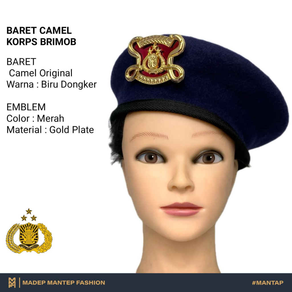 Baret BRIMOB POLRI Baret Emblem BRIMOB POLISI Camel Original MMF