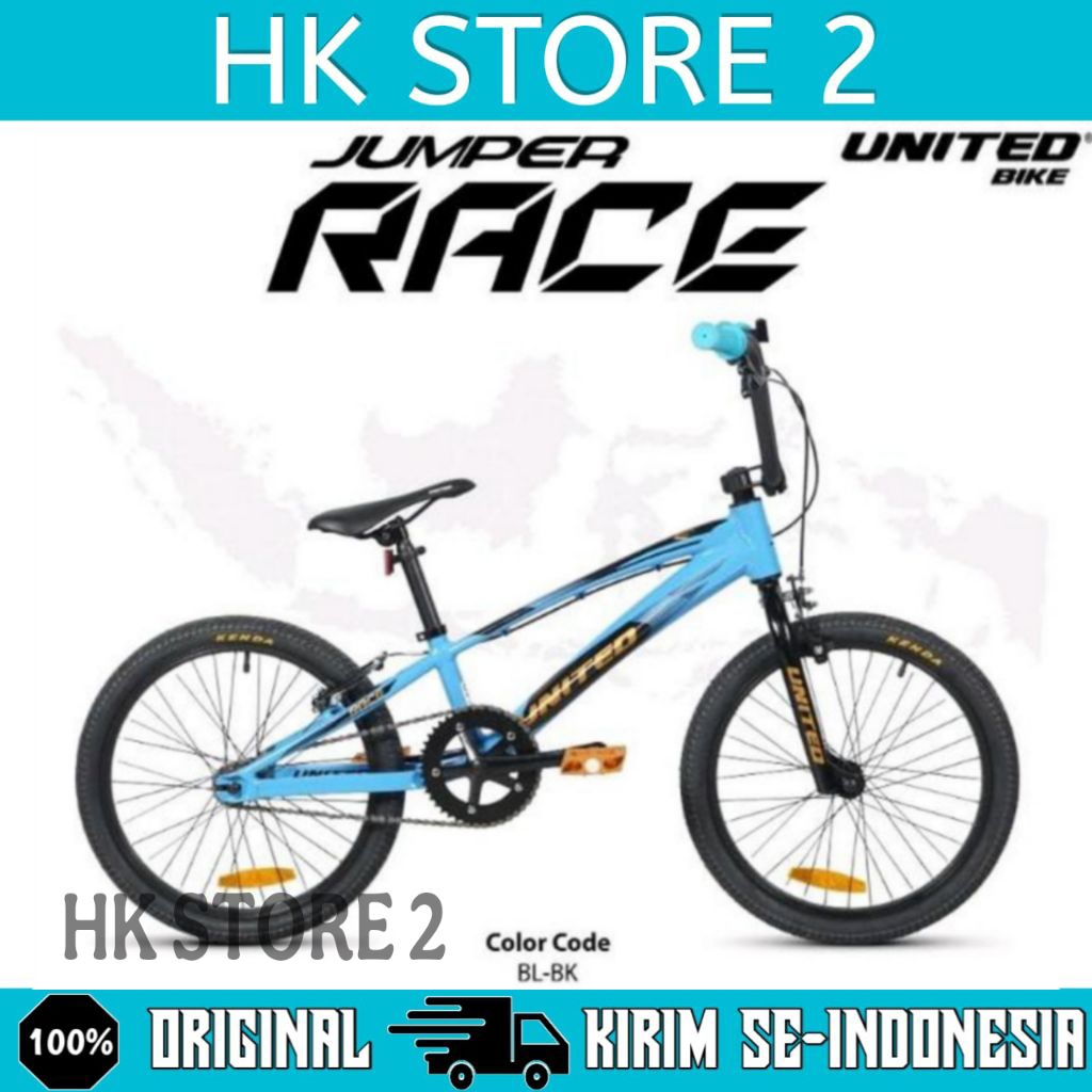 Sepeda BMX Anak Laki UNITED JUMPER RACE Ukuran 20 Inch Ban 1.75
