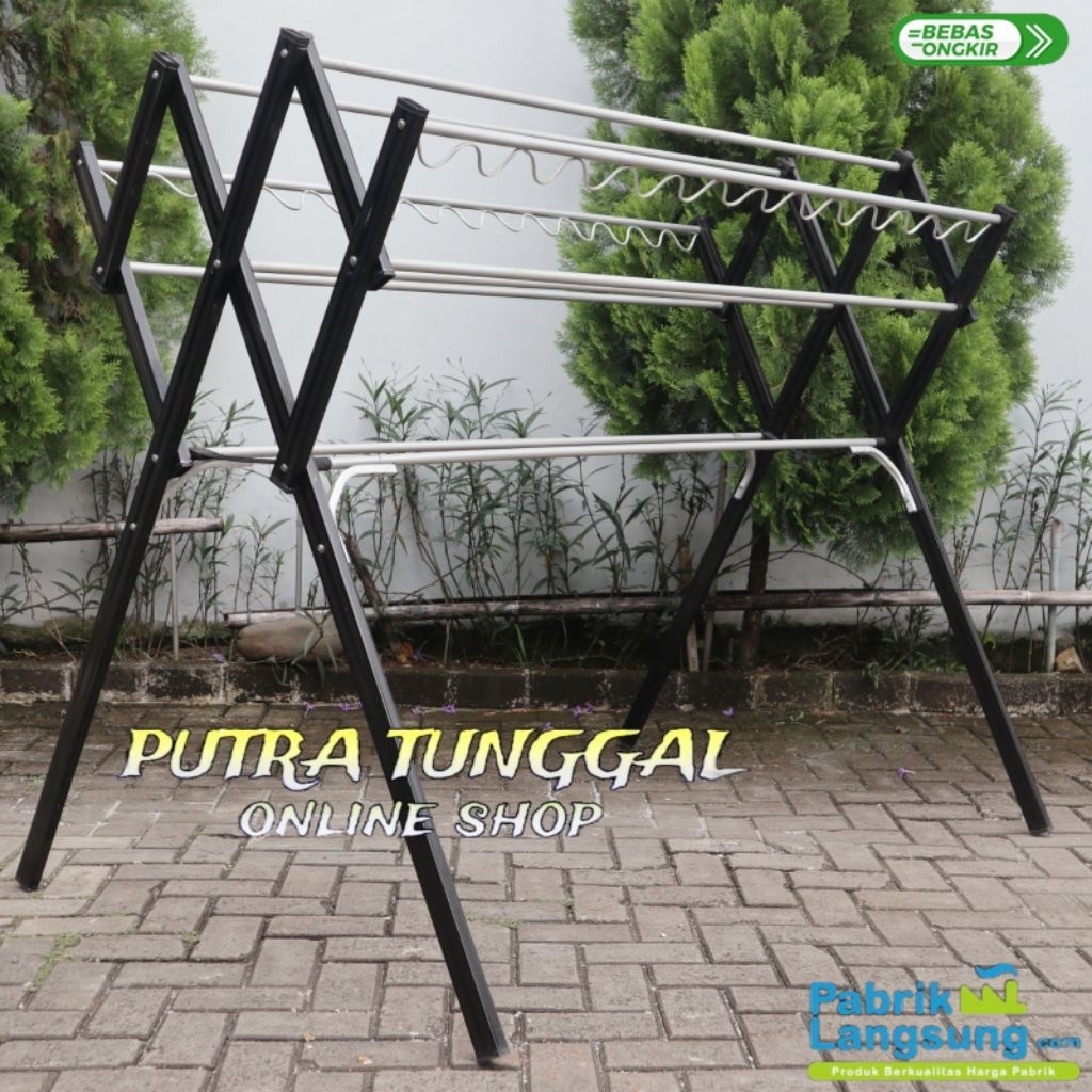 Jemuran Pakaian jumbo /jemuran lipat/ aluminium 180cm Livina Hitam
