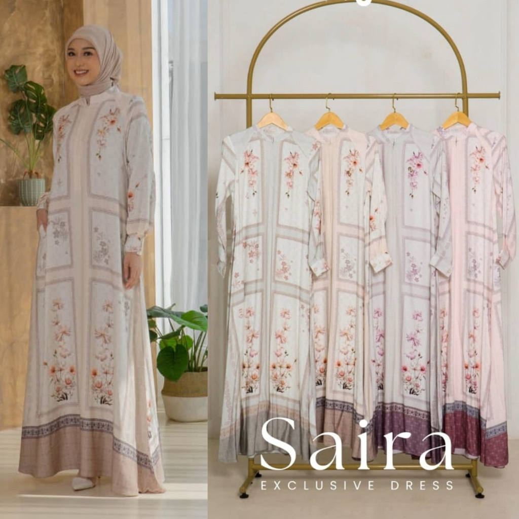 SAIRA DRESS BY ALIRA FASHION/gamis etnic printing/gamis mewah exclusive brand/bisa cod