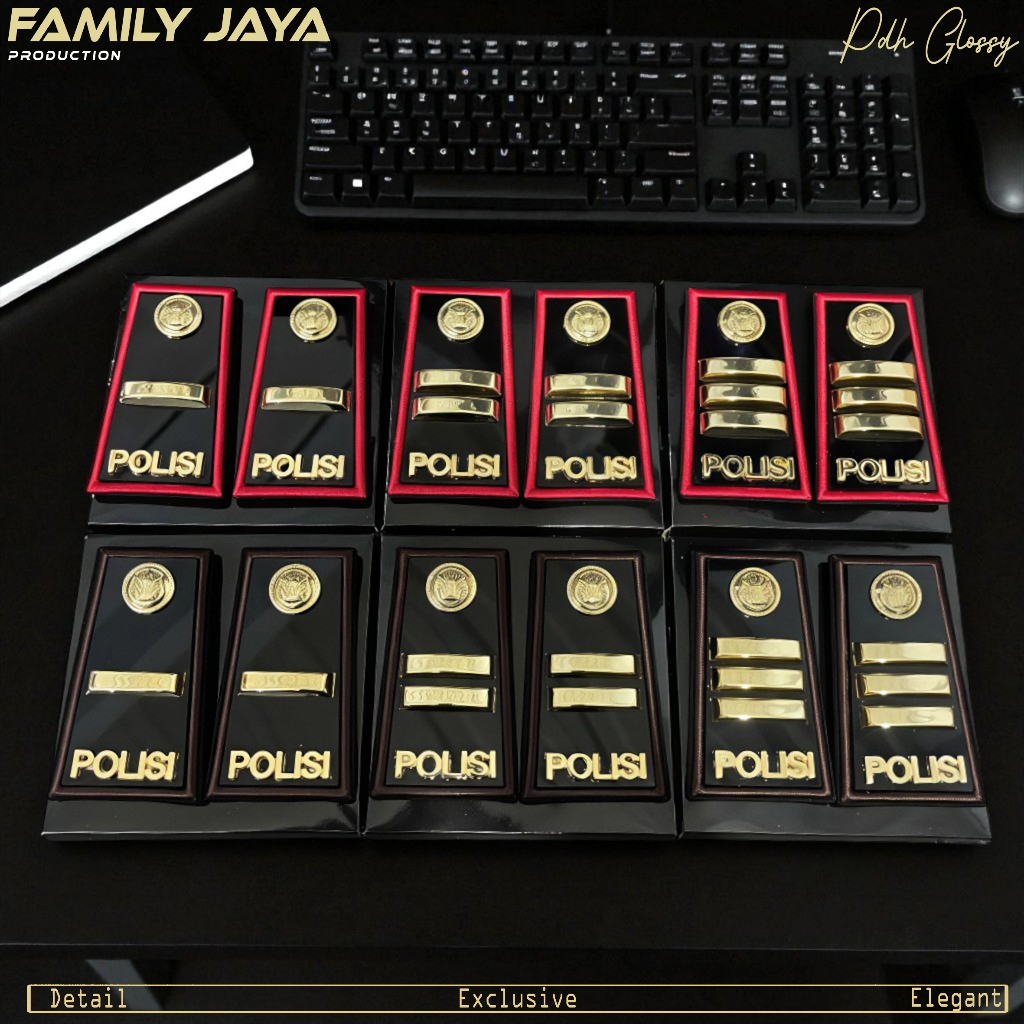 Pangkat PDH Perwira Polisi IPDA/IPTU/AKP Acrylic Glossy / PANGKAT PDH POLISI LIS MERAH LIS COKLAT