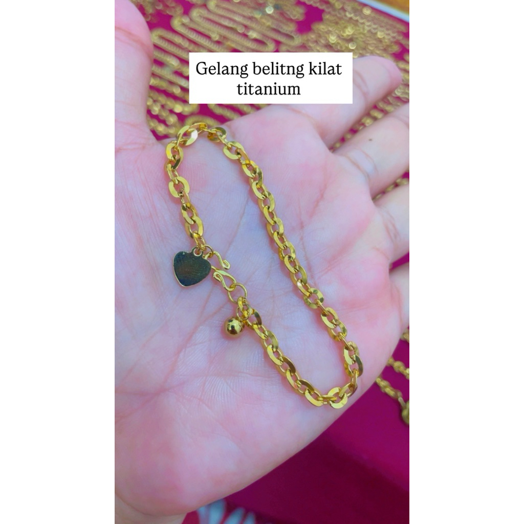 gelang belitung titanium motif emas