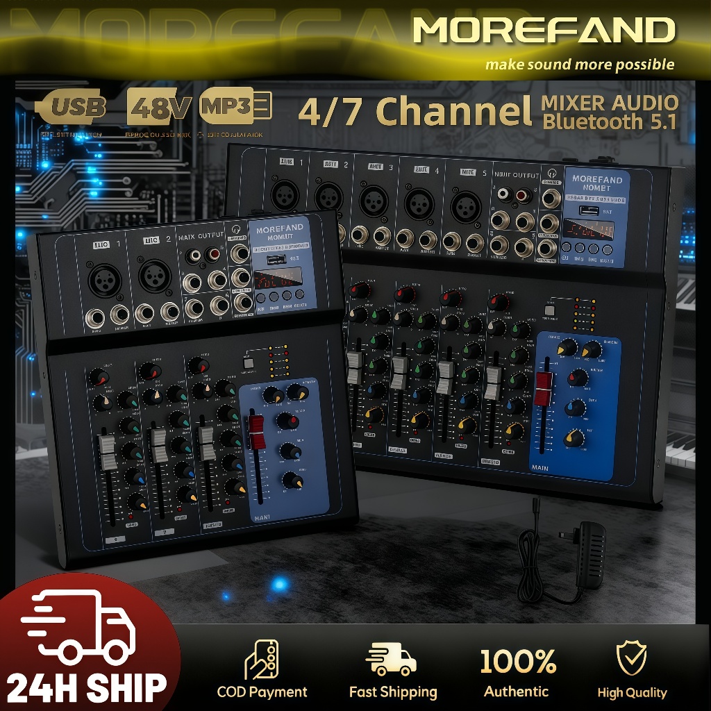 MOREFAND MIXER AUDIO profesional 7/4-channel MG4/7BT Penguat sinyal USB Penguat KTV Penguat kinerja 