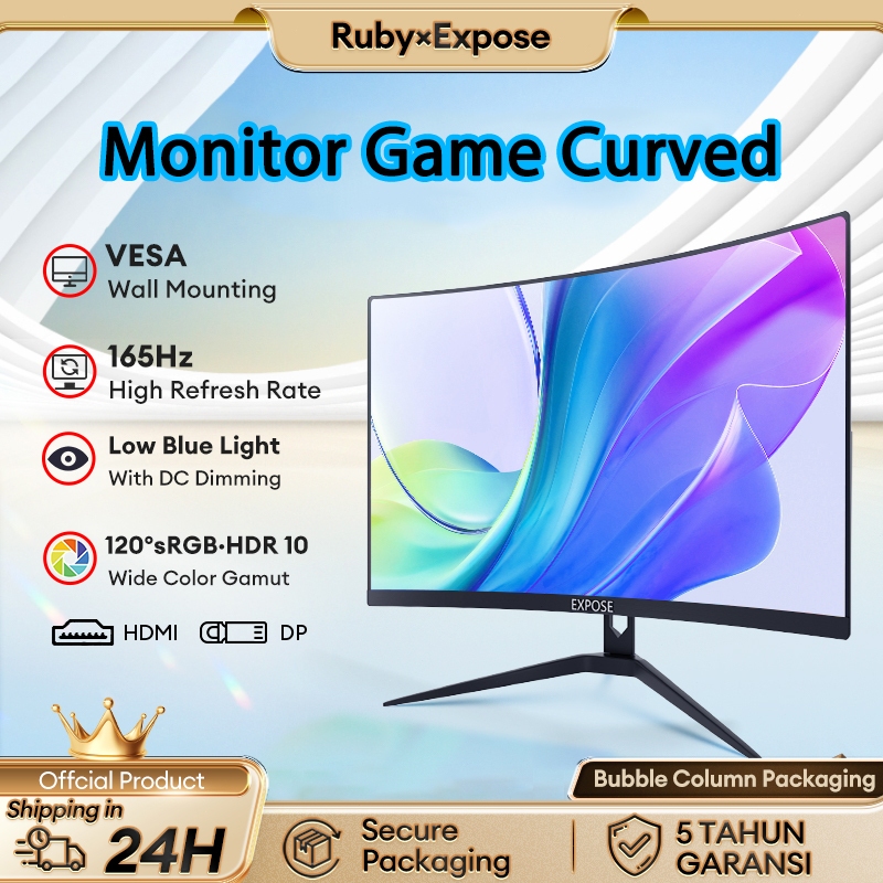 Monitor PC Monitor Game Curved Monitor 24 Inch Layar Game Curved Kecepatan Refresh Tinggi HDMI/VGA 1